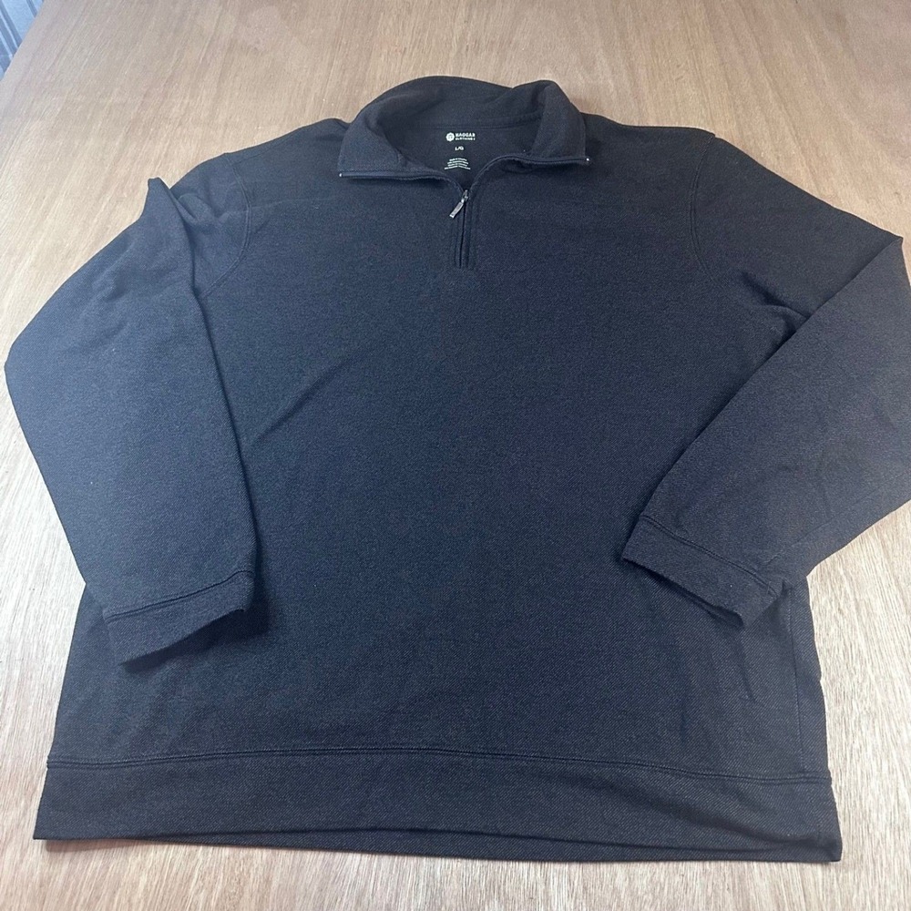 Haggar Quarter Zip Pullover Sweater Men's Large Dark Brown Heather Casual